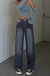 Yeni Gri Double Fire Skull Streetwear Yıkamalı Jean Pantolon