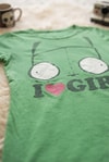 Yeşil I Love Invader Zim GIR Y2K Kısa Kollu Crop