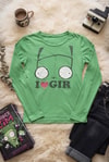 Yeşil I Love Invader Zim GIR Y2K Uzun Kollu Crop