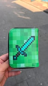 Yeşil Minecraft Creeper Elmas Kılıç Unisex Cüzdan