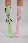 Yeşil Pembe Invader Zim Gir & Piggy Unisex Çorap