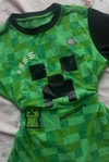 Yeşil Raglan Minecraft Creeper Unisex T-shirt