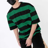 Yeşil Siyah Çizgili Oversize (Unisex) T-Shirt