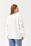 Ayıcık Baskılı 3 İplik Sweatshirt Beyaz
