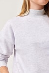 Balıkçı Yaka Şardonlu 3 ip Örme Sweatshirt Gri