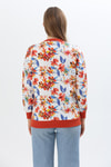 Çiçek Desen İki İplik Sweatshirt Mavi Turuncu