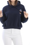 Nakışlı Kapüşonlu Oversize Sweatshirt Lacivert