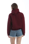Nakışlı Kapüşonlu Oversize Sweatshirt Bordo