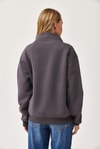 Nyc Nakışlı Fermuar Detaylı Dik Yaka Oversize Sweatshirt Füme