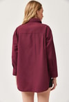 Oversize Basic Gömlek Bordo