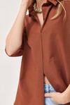 Oversize Basic Gömlek Kahve