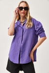 Oversize Basic Gömlek Lila