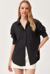Oversize Basic Gömlek Siyah