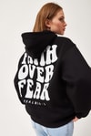 Oversize Kapüşonlu Kanguru Cepli Sweatshirt Siyah