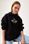 Oversize Kapüşonlu Kanguru Cepli Sweatshirt Siyah