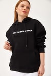 Oversize Kapüşonlu Kanguru Cepli Sweatshirt Siyah