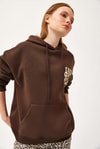 Oversize Kapüşonlu Kanguru Cepli Sweatshirt Kahverengi