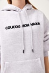 Oversize Kapüşonlu Kanguru Cepli Sweatshirt Gri