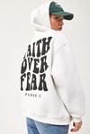Oversize Kapüşonlu Kanguru Cepli Sweatshirt Beyaz