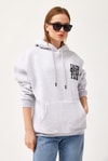 Oversize Kapüşonlu Kanguru Cepli Sweatshirt Gri
