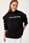 Oversize Kapüşonlu Kanguru Cepli Sweatshirt Siyah