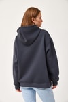 Oversize Kapüşonlu Kanguru Cepli Sweatshirt Füme