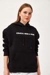 Oversize Kapüşonlu Kanguru Cepli Sweatshirt Siyah