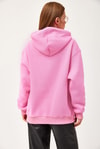 Oversize Kapüşonlu Kanguru Cepli Sweatshirt Pembe
