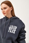 Oversize Kapüşonlu Kanguru Cepli Sweatshirt Antrasit