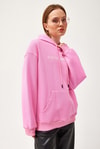 Oversize Kapüşonlu Kanguru Cepli Sweatshirt Pembe
