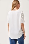 Oysh Yumuşak Dokulu Eteği Oval Modal Tshirt Beyaz