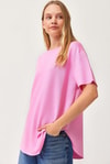 Oysh Yumuşak Dokulu Eteği Oval Modal Tshirt Pembe