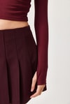 Parmak Geçme Detaylı  Esnek  Örme Bluz Bordo