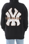 Üç İplik Baskılı Kapüşonlu Sweatshirt Siyah