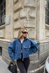 Kapama Cep Denim Ceket Mavi