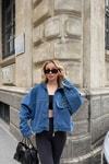 Kapama Cep Denim Ceket Mavi