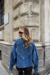 Kapama Cep Denim Ceket Mavi