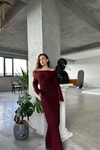 Madonna Yaka Premium Triko Elbise Bordo