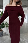 Madonna Yaka Premium Triko Elbise Bordo