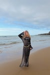 Pullu Beachwear Triko Elbise Siyah