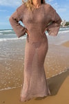 Pullu Beachwear Triko Elbise Vizon