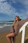 Pullu Beachwear Triko Elbise Vizon