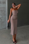 Straplez Drape Julia Elbise Bej
