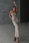 Straplez Drape Julia Elbise Bej