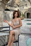 Triko Askılı Darla Elbise Bej