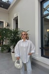 Çizgili Relax Fit Gömlek Beyaz
