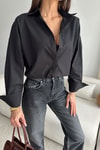 Pamuklu Oversize Gömlek Siyah