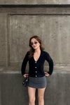 Yumoş Taşlı Hırka Siyah