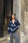 Yün Oversize Hırka Lacivert
