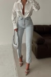 Mini Taşlı Mom Jean Buz Mavi